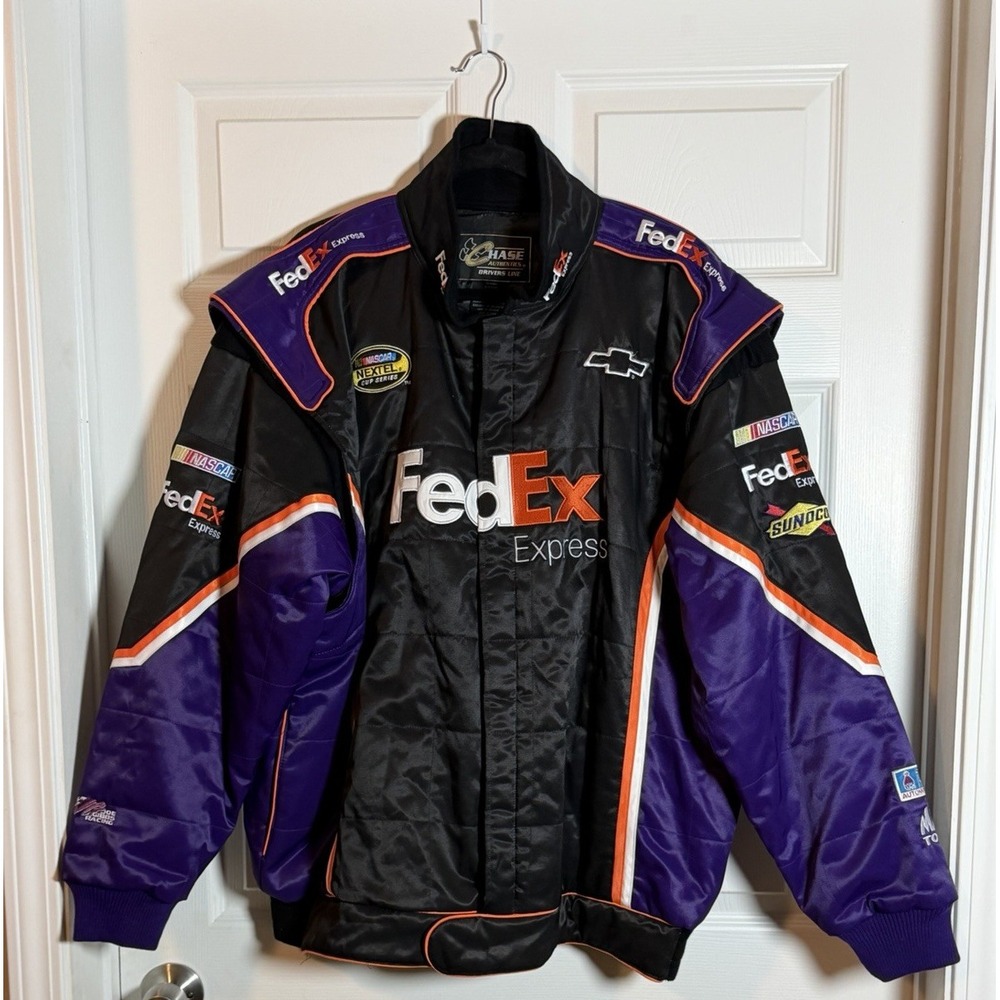 Vintage Chase Authentics FedEx NASCAR Racing Jacket 2XL Nextel Cup Purple